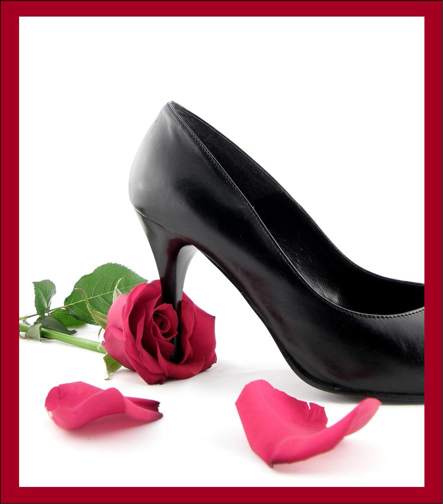 high heel on rose framed