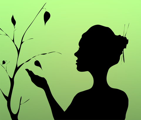 silhouette woman tree