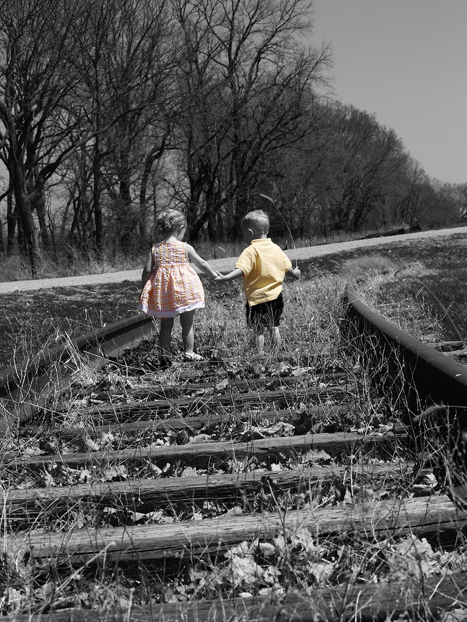 train tracks two kids
